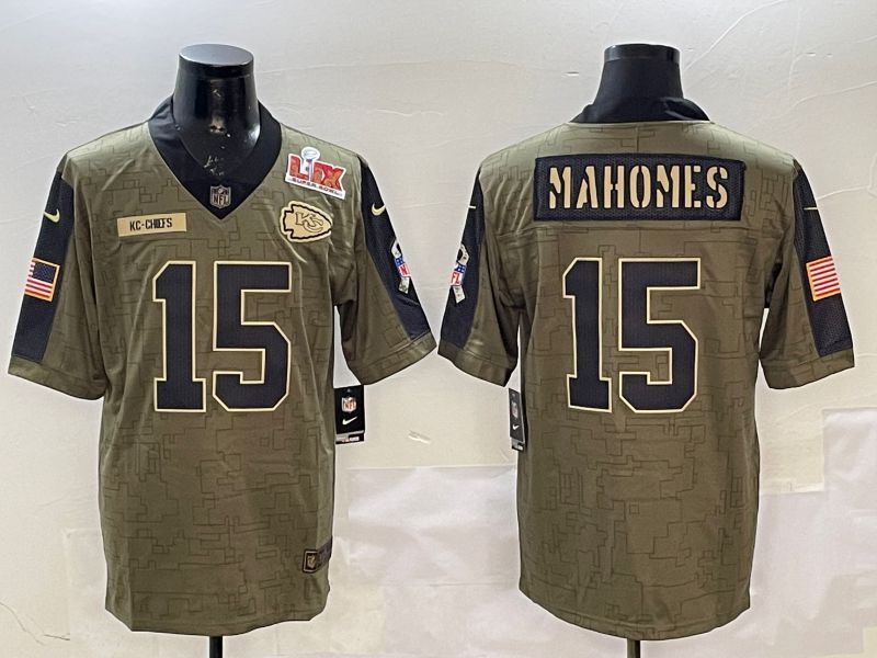 Men Kansas City Chiefs 15 Mahomes Green 2025 Nike Salute to Service Limited NFL Jersey style 3